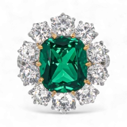 Bague en Émeraude et Diamant Artificielle