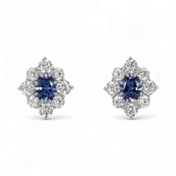 Boucles d'oreilles en saphir et diamant