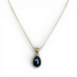 Black Pearl gold plated silver necklace