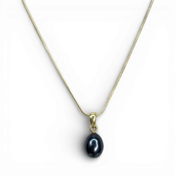 Black Pearl gold plated silver necklace