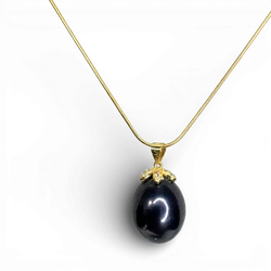 Black Pearl gold plated silver pendant