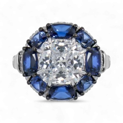 Bague en pierre précieuse bleue