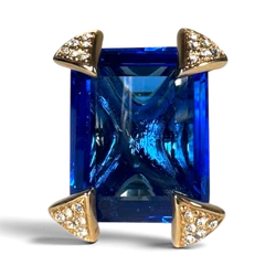 Blue Zircon Ring — Latón Chapado en Oro
