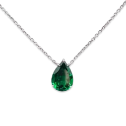 Класичне срібне коліє з грушоподібним камнем