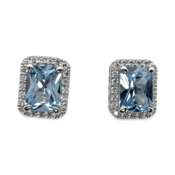 Cushion Cut Silver Earrings