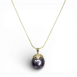 Pendentif en argent plaqué or Dark Pearl
