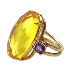 Faceted amber ring