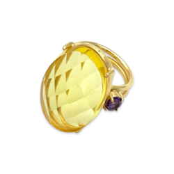 Anillo Ámbar Bañado en Oro