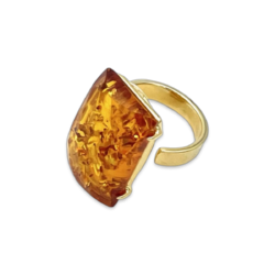 Anillo Ámbar Bañado en Oro