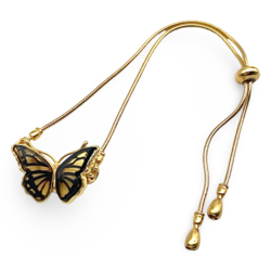 Pulsera de ámbar bañada en oro Mariposa