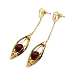 Boucles d'oreilles en ambre plaqué or