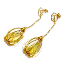 Gold plated amber earrings