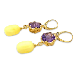 Золото-покриті янтарні сережки