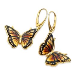 Pendientes de Ámbar Bañados en Oro Mariposa