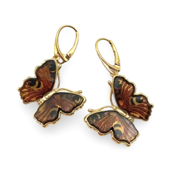 Gold-plated amber earrings Butterfly