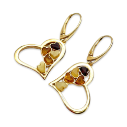 Gold-plated amber earrings Hearts