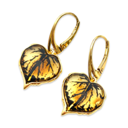 Gold-plated amber earrings Leaf
