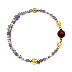 Bracelet en ambre multicolore plaqué or