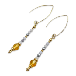 Gold plated amber multistone earrings
