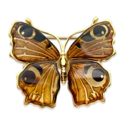 Goldplattierter Bernsteinanhänger Schmetterling