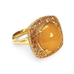 Anillo ámbar bañado en oro