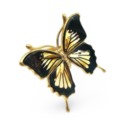 Gold plated amber ring Butterfly