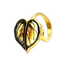 Anillo de Ámbar Bañado en Oro Hoja