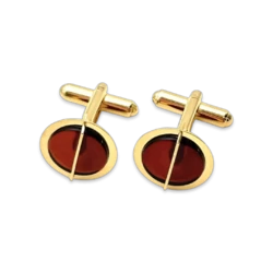 Gold-plated cufflinks with amber