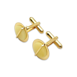 Gold-plated cufflinks with amber