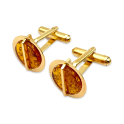 Gold-plated cufflinks with amber