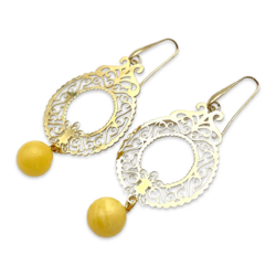 Boucles d'oreilles plaquées or avec ambre