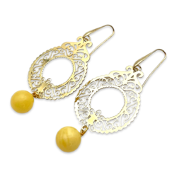 Gold plated earrings with amber