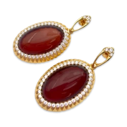 Gold-plated earrings with amber and zircons