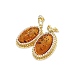 Gold-plated earrings with amber and zircons