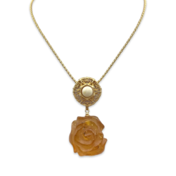 Gold plated necklace with amber rose