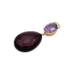 Підвіска з позолоти і янтарем та аметистом