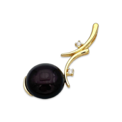 Pendentif plaqué or avec ambre et zircons