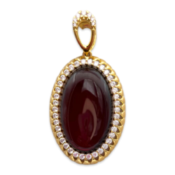 Gold-plated pendant with amber and zircons