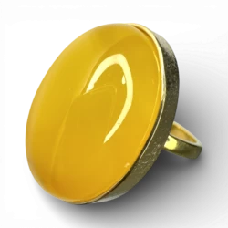 Anillo de ámbar de plata chapada en oro