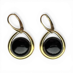 Gold-Plated Silver Earrings with Dark Cherry Amber