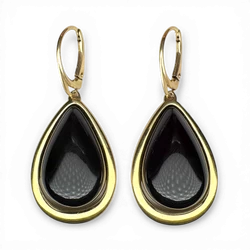 Gold-Plated Silver Earrings with Dark Cherry Amber