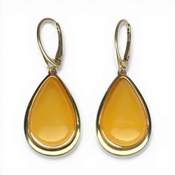 Gold-Plated Silver Earrings with Yellow Amber