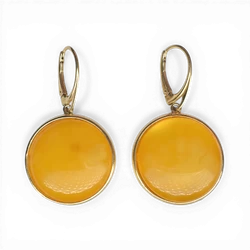 Gold-Plated Silver Earrings with Yellow Amber