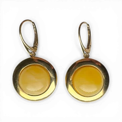Gold-Plated Silver Earrings with Yellow Amber