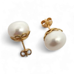 Boucles d'oreilles en perles d'argent plaqué or