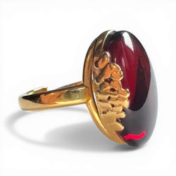 Gold-Plated Silver Ring with Cherry Amber (Adjustable)