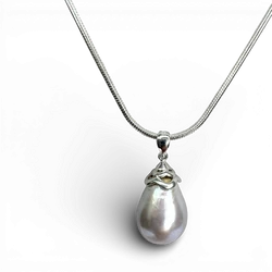Pendentif argent Perle Grise