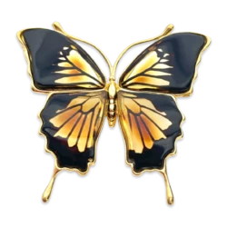 Large amber brooch pendant Butterfly