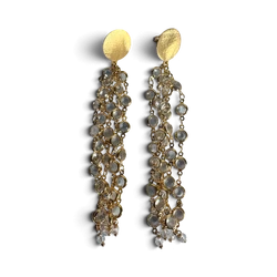 Long Zircon Earrings — Gold-Plated Brass