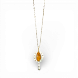 Collier avec ambre et aigue-marine